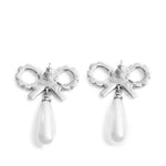 Orecchini con fiocco e perla in argento Self-portrait - donna 