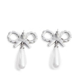 Orecchini con fiocco e perla in argento Self-portrait - donna 