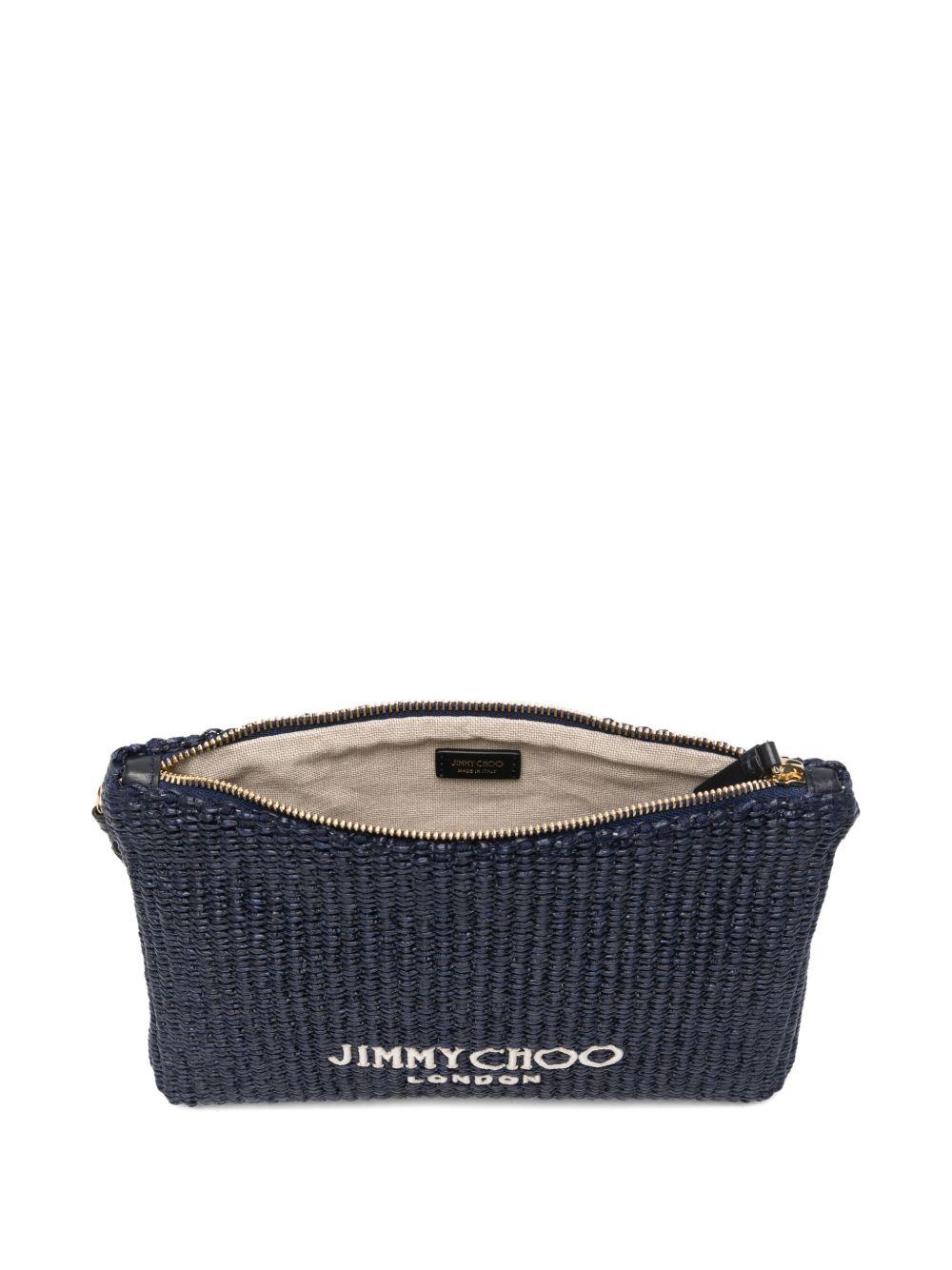 Clutch con logo stampato in rafia in blu Jimmy choo - donna 