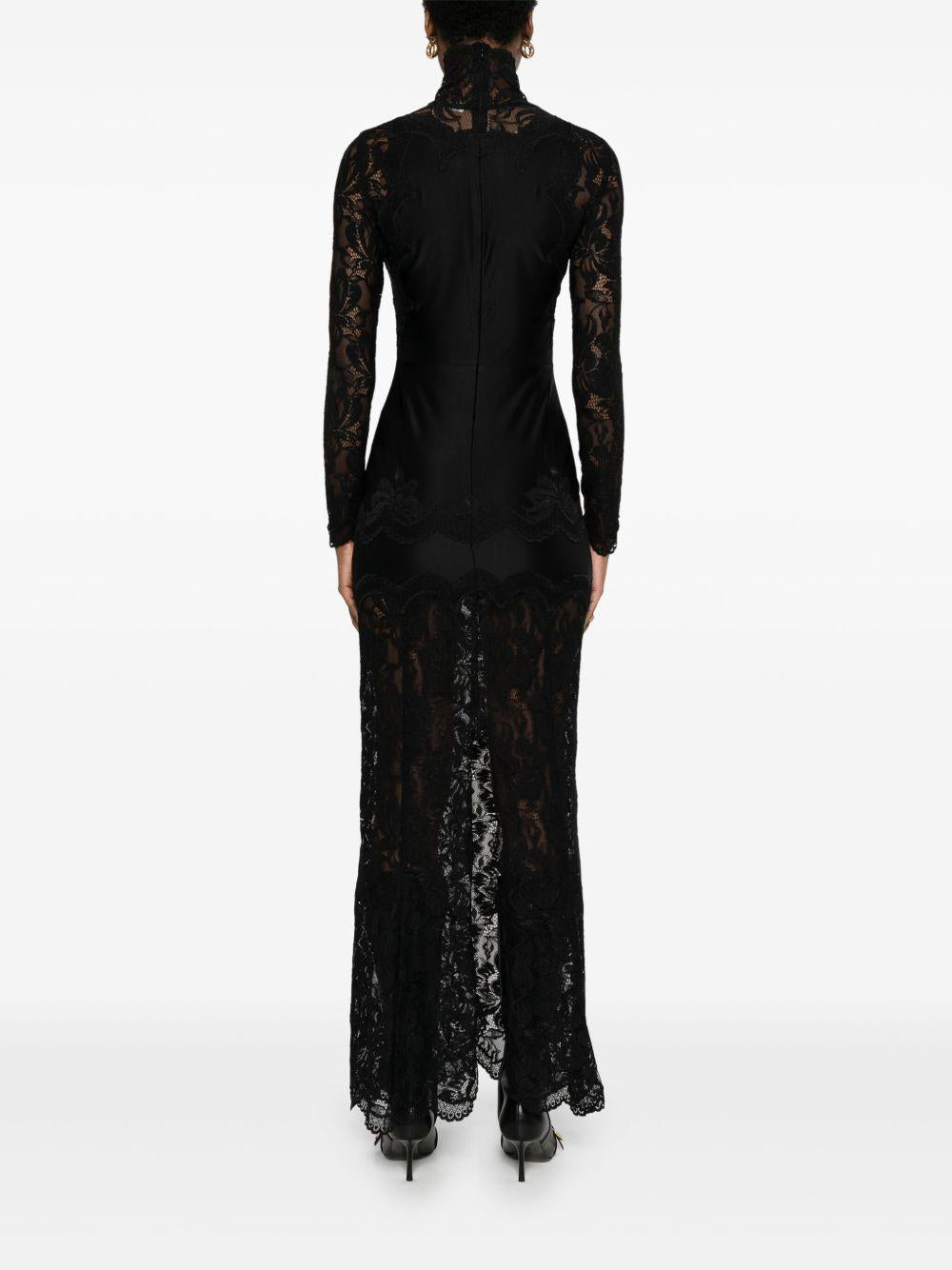 Abito lungo in pizzo in nero Rabanne - donna 