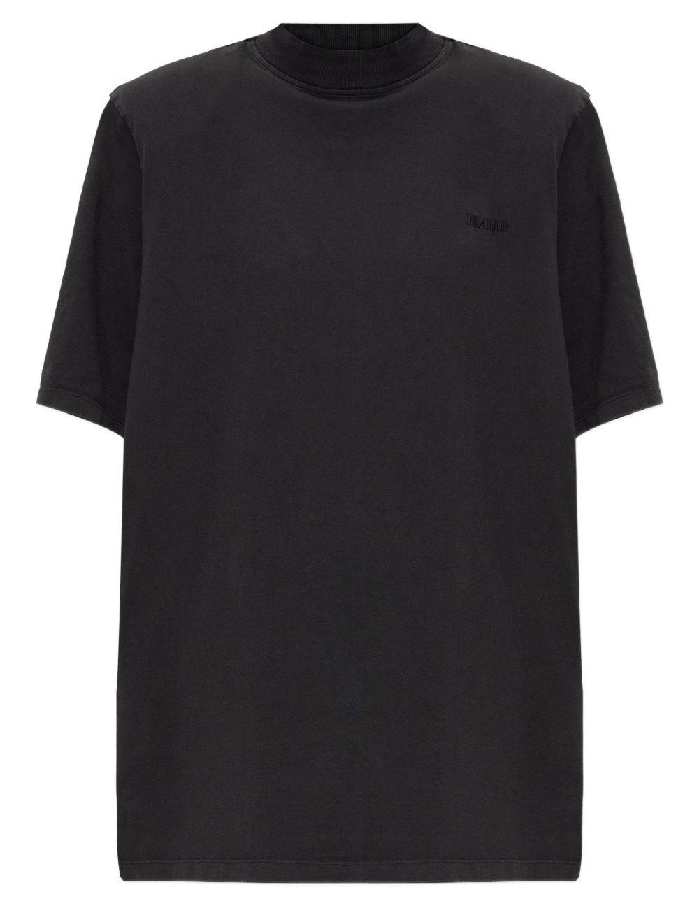 T-shirt a maniche corte con logo ricamato in nero The attico - donna 