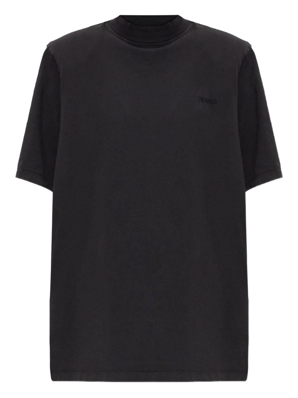 T-shirt a maniche corte con logo ricamato in nero The attico - donna 