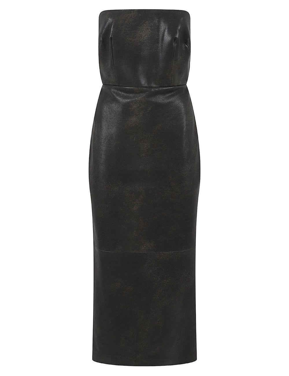 Abito senza spalline in pelle in marrone Alex perry - donna 