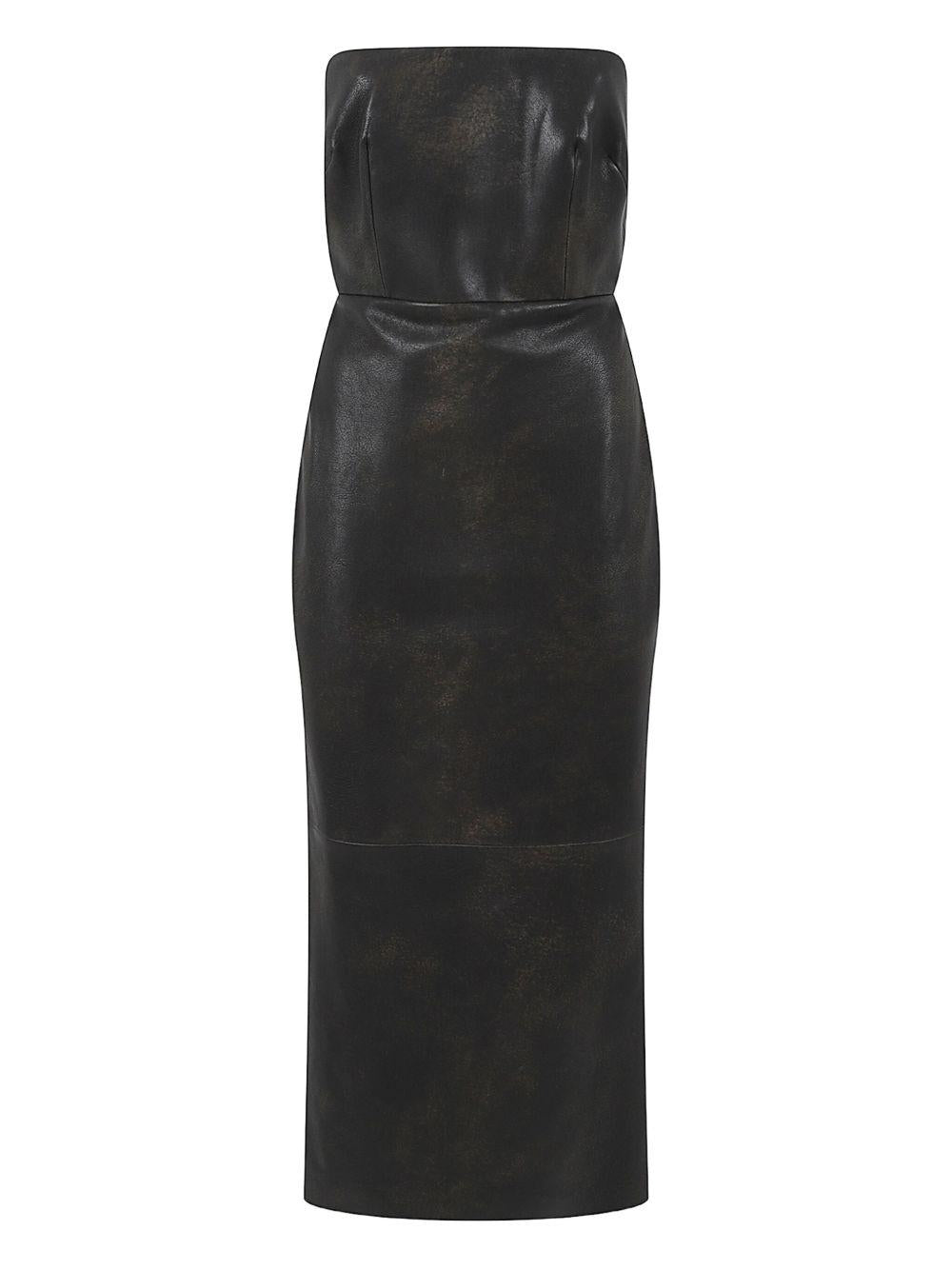 Abito senza spalline in pelle in marrone Alex perry - donna 