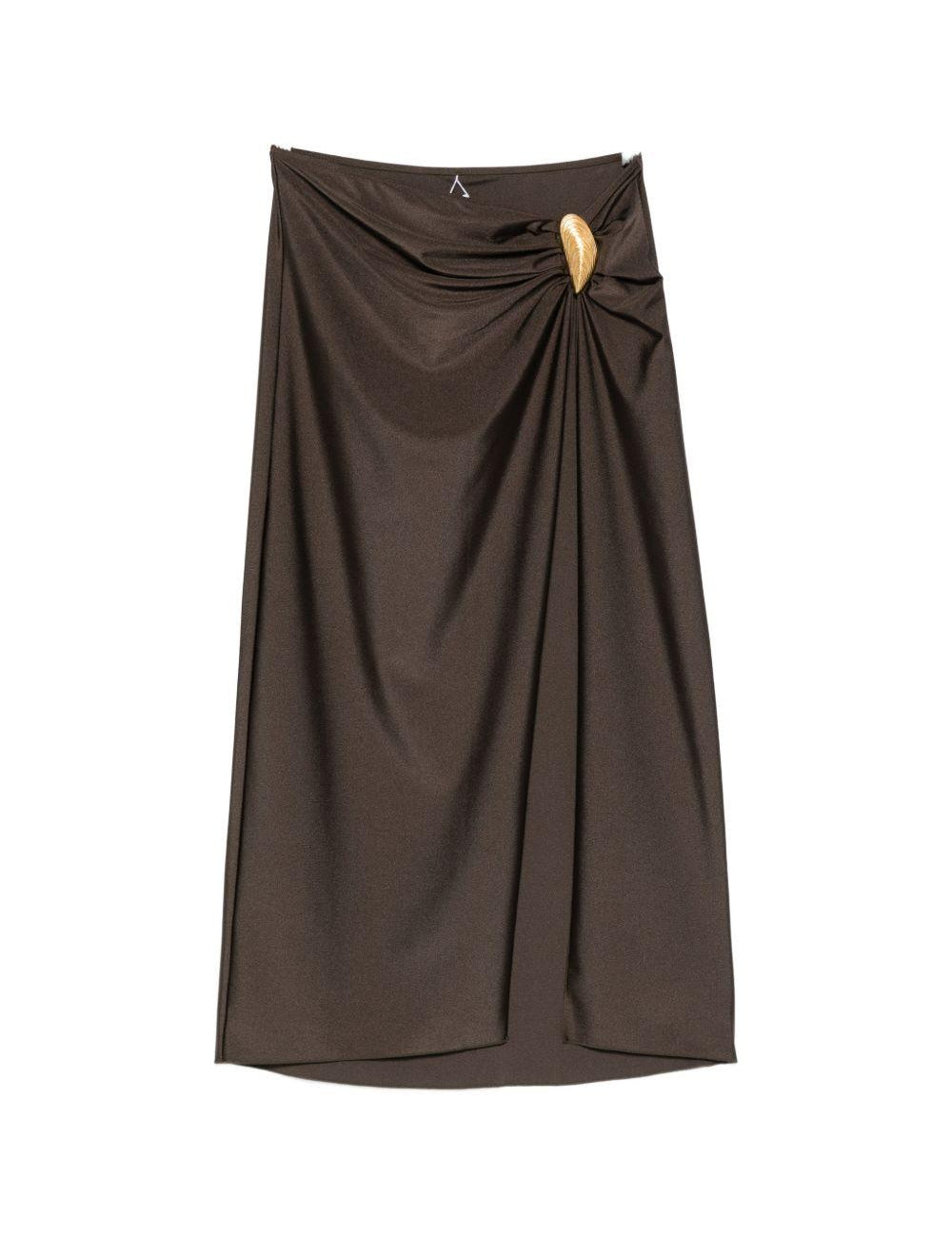 Gonna midi arricciata e decorata in marrone Simkhai - donna 