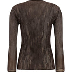 TOP SCOLLO A V SEMI TRASPARENTE IN MARRONE ISSEY MIYAKE - donna 