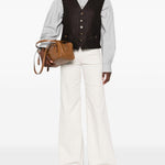 Gilet gessato con bottoni in marrone Blazé milano - donna 