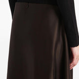 Gonna lunga satinata in marrone scuro Khaite - donna 