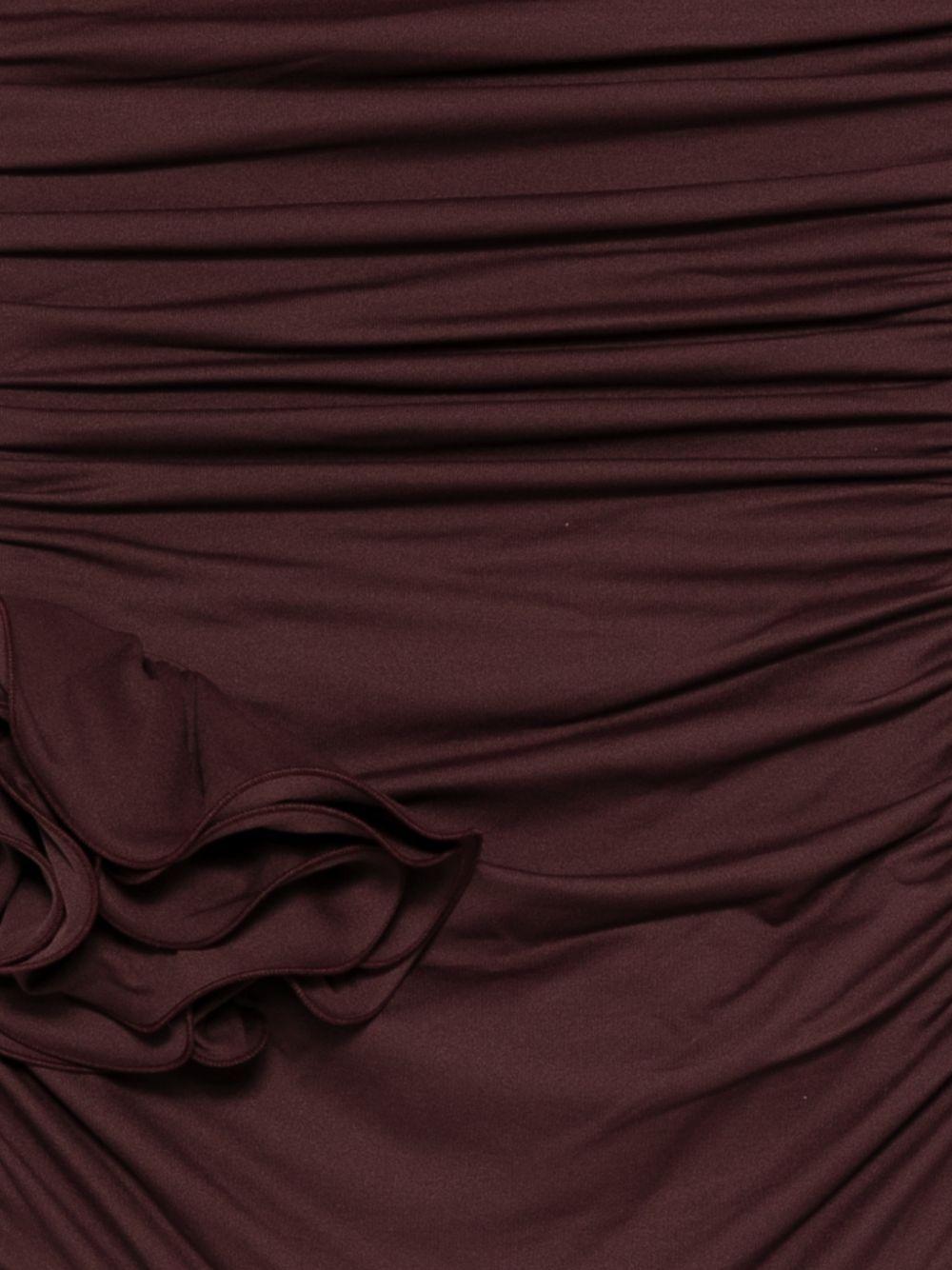 Costume da bagno con dettagli floreali ruches in bordeaux Magda butrym - donna 