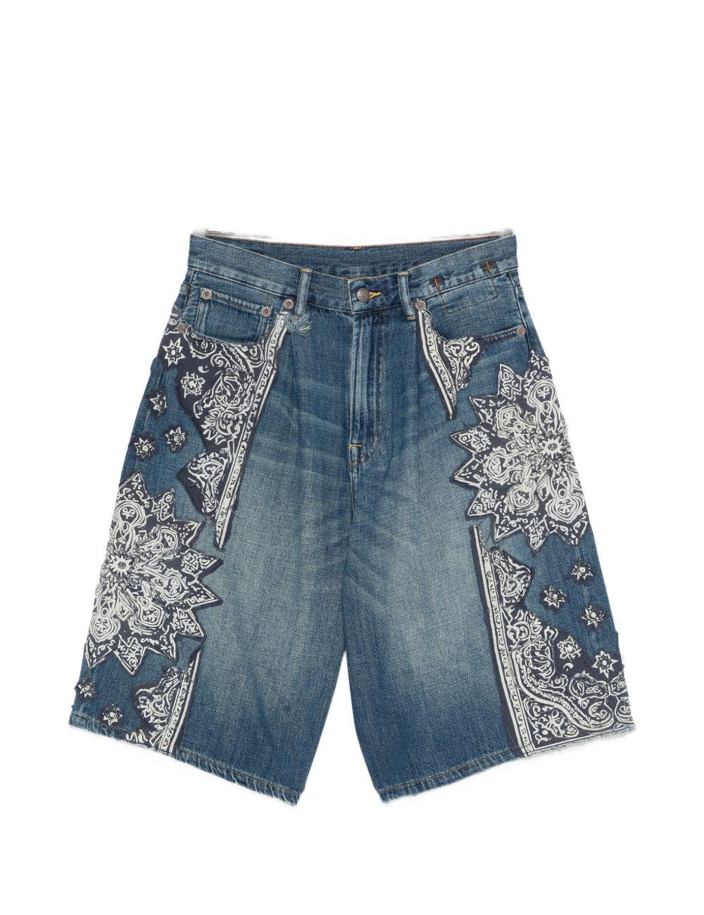 Shorts jesse con bandana e applicazioni in blu R13 - donna 