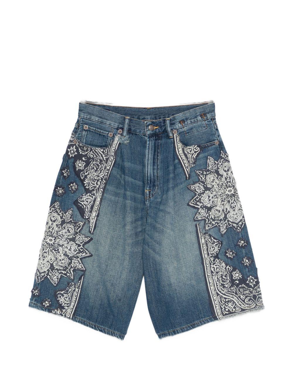 Shorts jesse con bandana e applicazioni in blu R13 - donna 