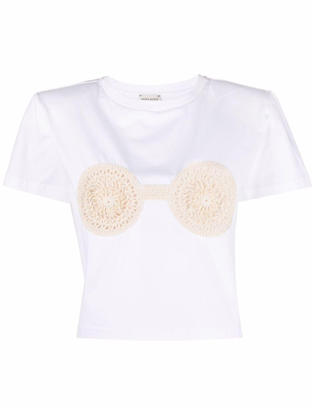 T-shirt con dettagli all'uncinetto in bianco - Magda butrym - donna 