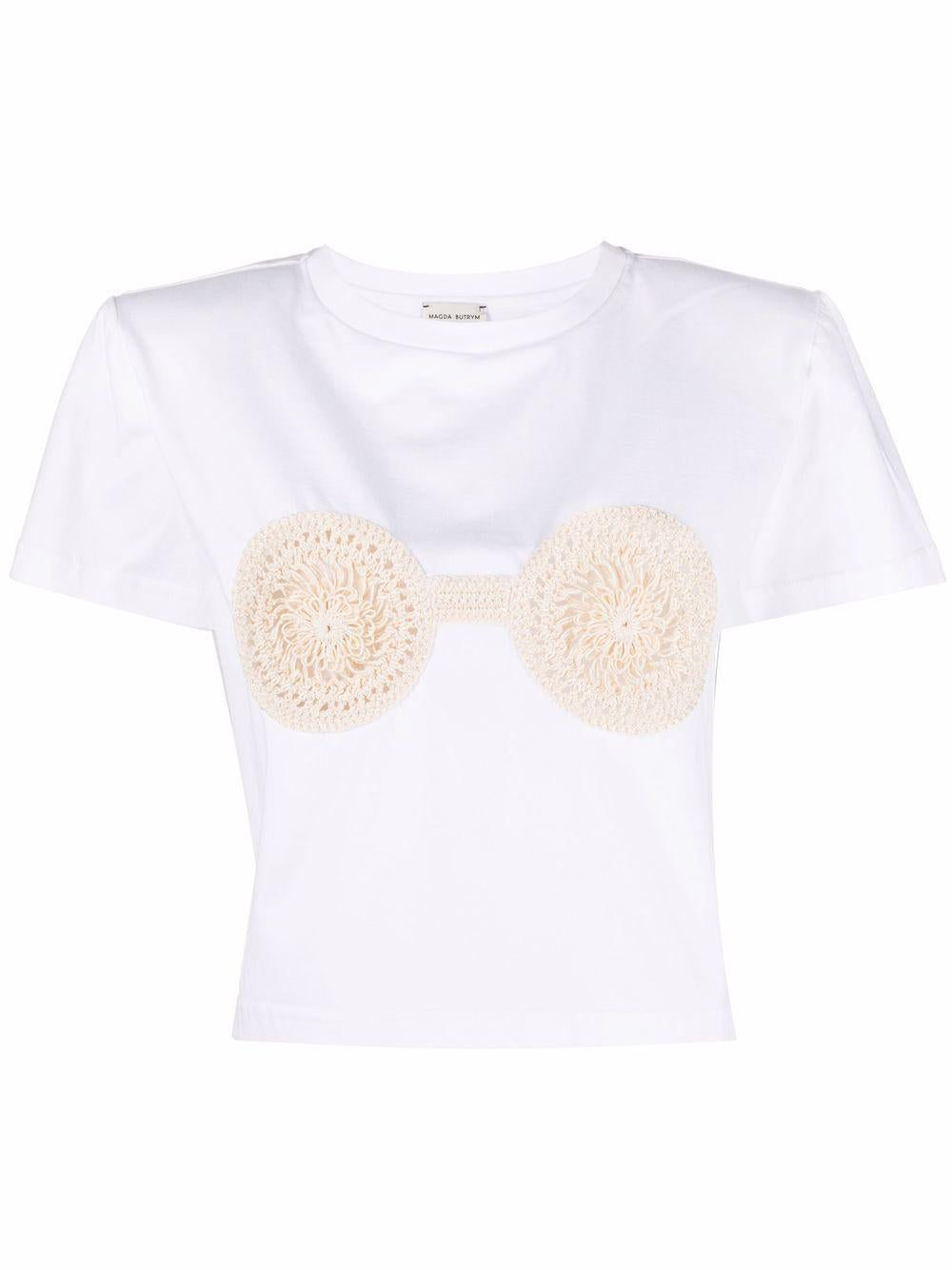 T-shirt con dettagli all'uncinetto in bianco - Magda butrym - donna 