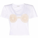 T-shirt con dettagli all'uncinetto in bianco - Magda butrym - donna 