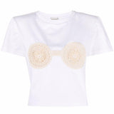 T-shirt con dettagli all'uncinetto in bianco - Magda butrym - donna 