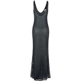 Abito lungo con decorazione in nero Venuja - donna 