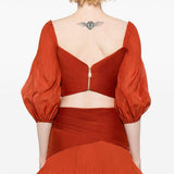 Top corto plissettato in rosso mattone Zimmermann - donna 