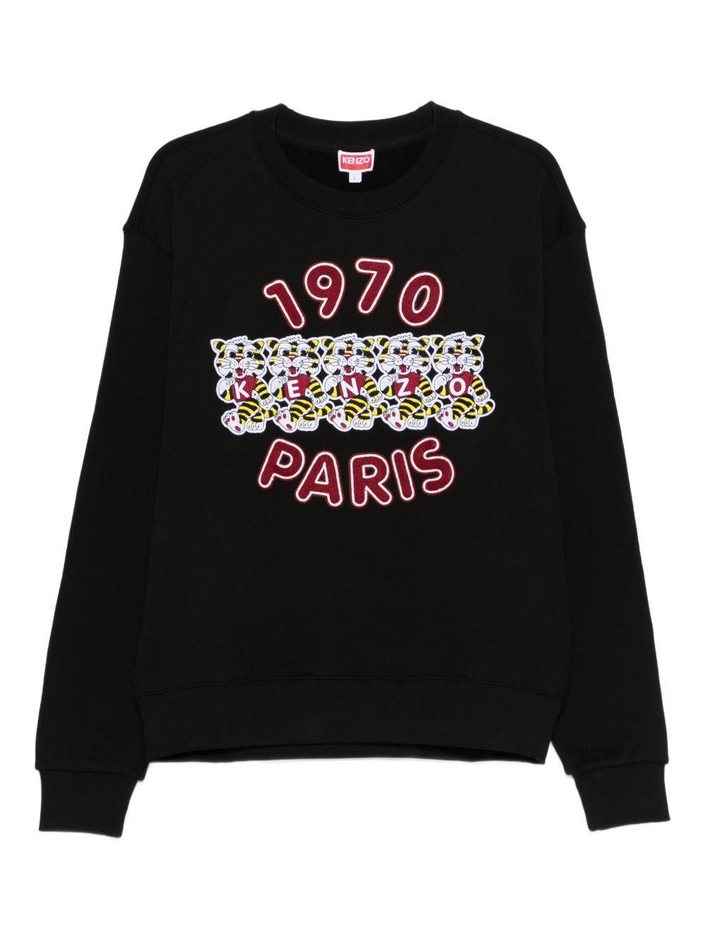 Felpa con ricamo in nero Kenzo - uomo 
