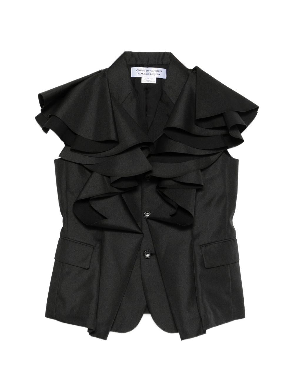 Giacca smanicata con ruches in nero Comme Des Garçons - donna 