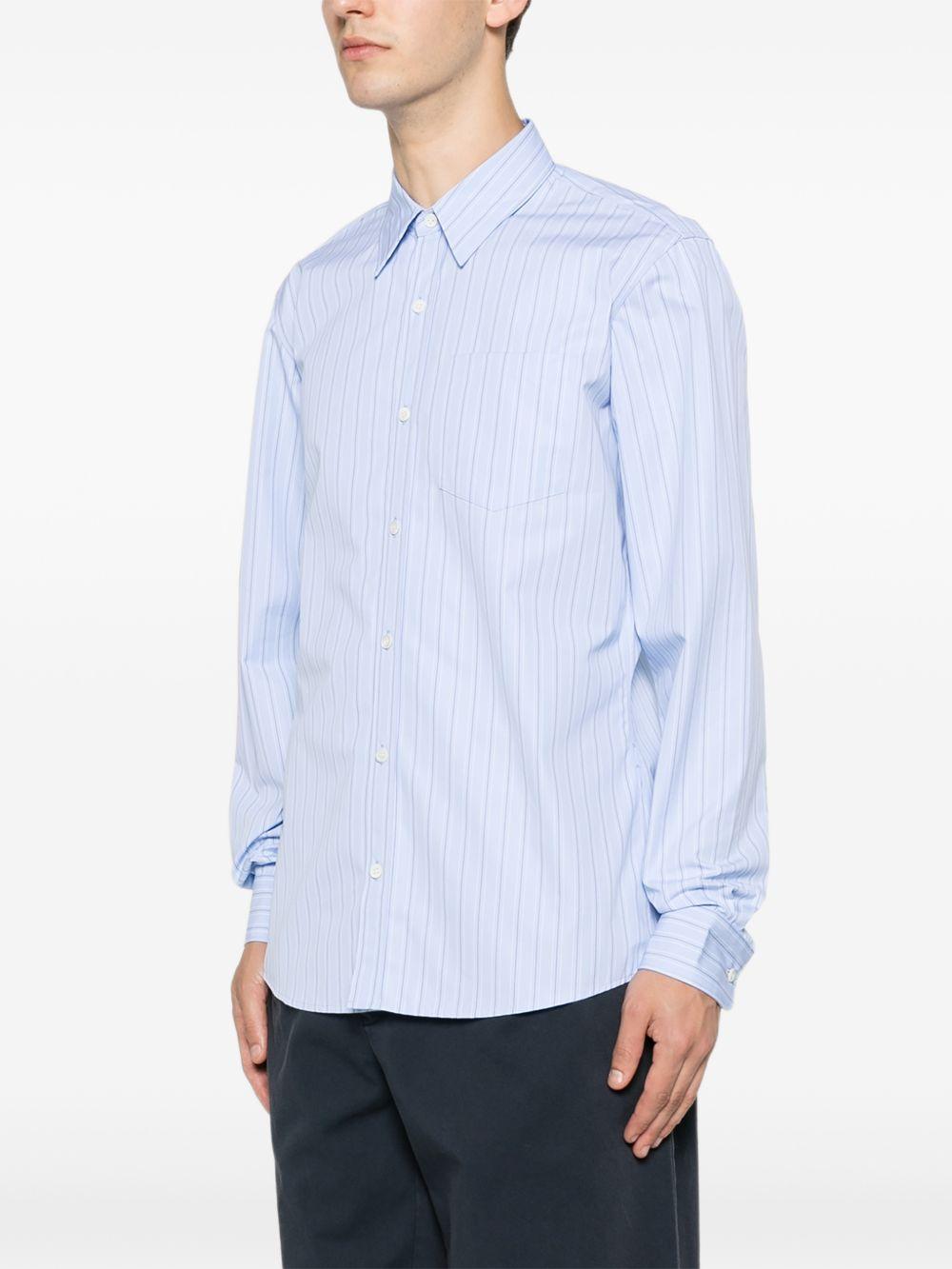 Camicia a righe corbino in celeste 
