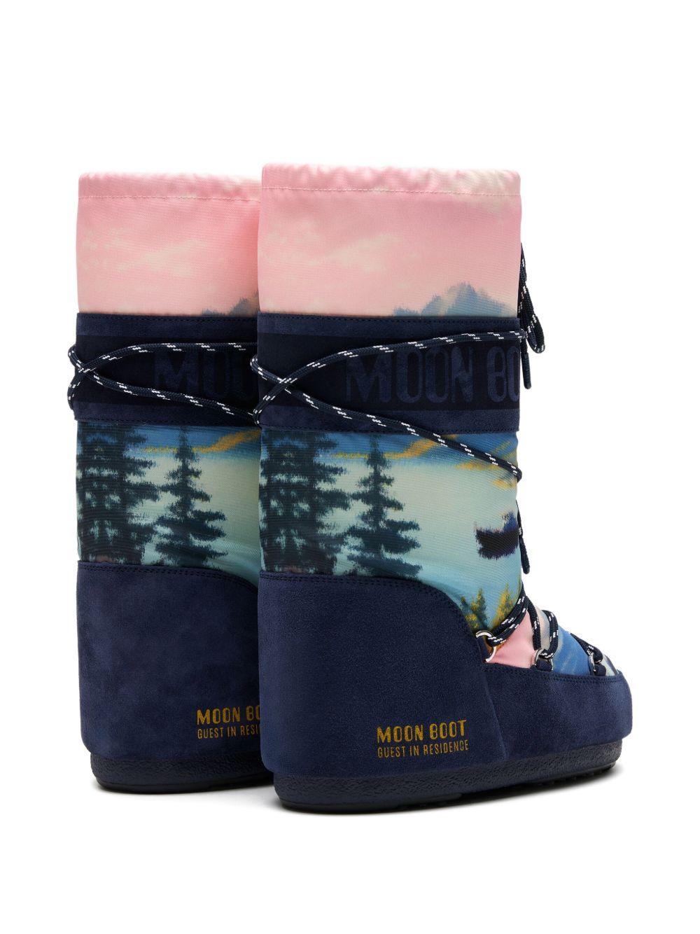 Stivali da neve con lacci e stampa grafica<BR/>multicolore Moon boot x guest in residence - donna 