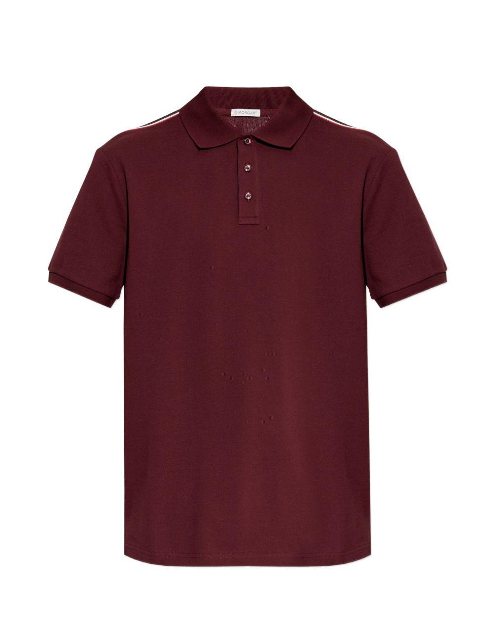 Polo con dettaglio a righe in piquet in rosso Moncler - uomo 