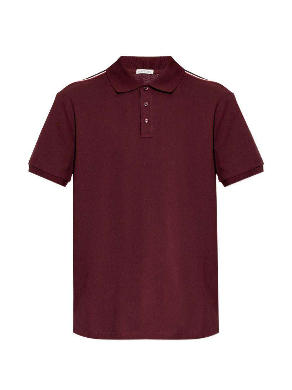 Polo con dettaglio a righe in piquet in rosso Moncler - uomo 