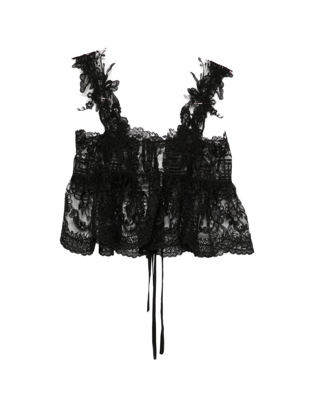 Top in pizzo con motivo floreale in nero Maurizio - donna 