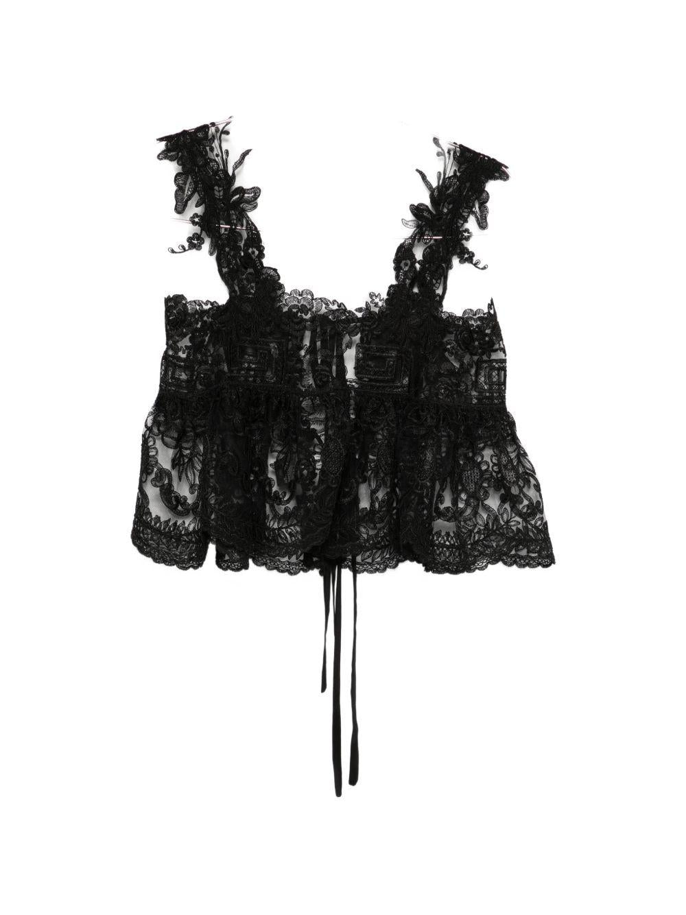 Top in pizzo con motivo floreale in nero Maurizio - donna 