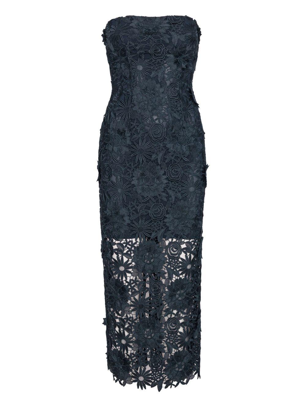 Abito midi in pizzo blu Rotate - donna 