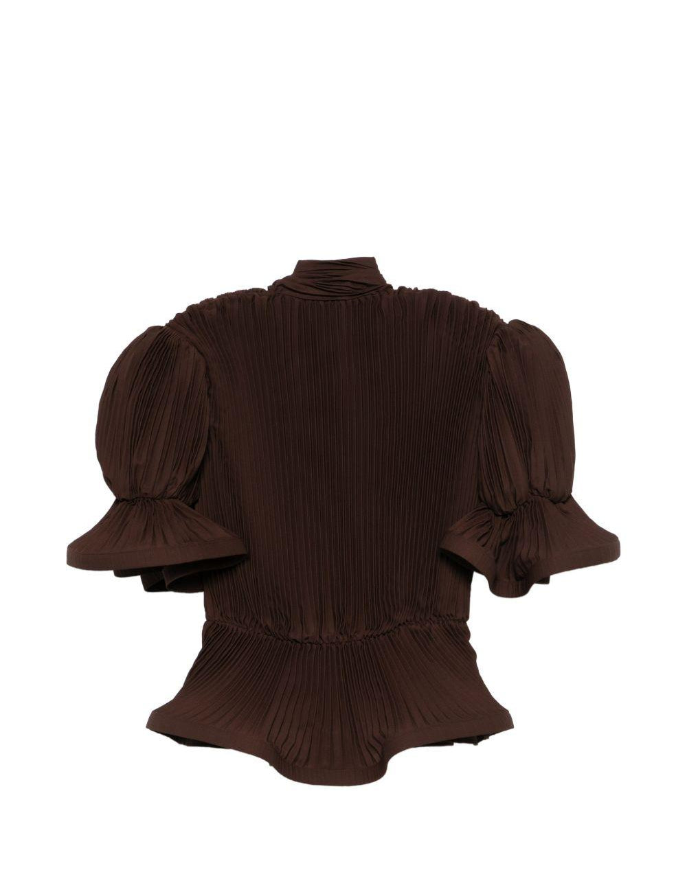 Top con ruches in marrone Rowen rose - donna 