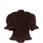 Top con ruches in marrone Rowen rose - donna 