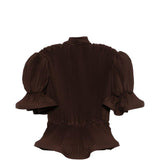 Top con ruches in marrone Rowen rose - donna 