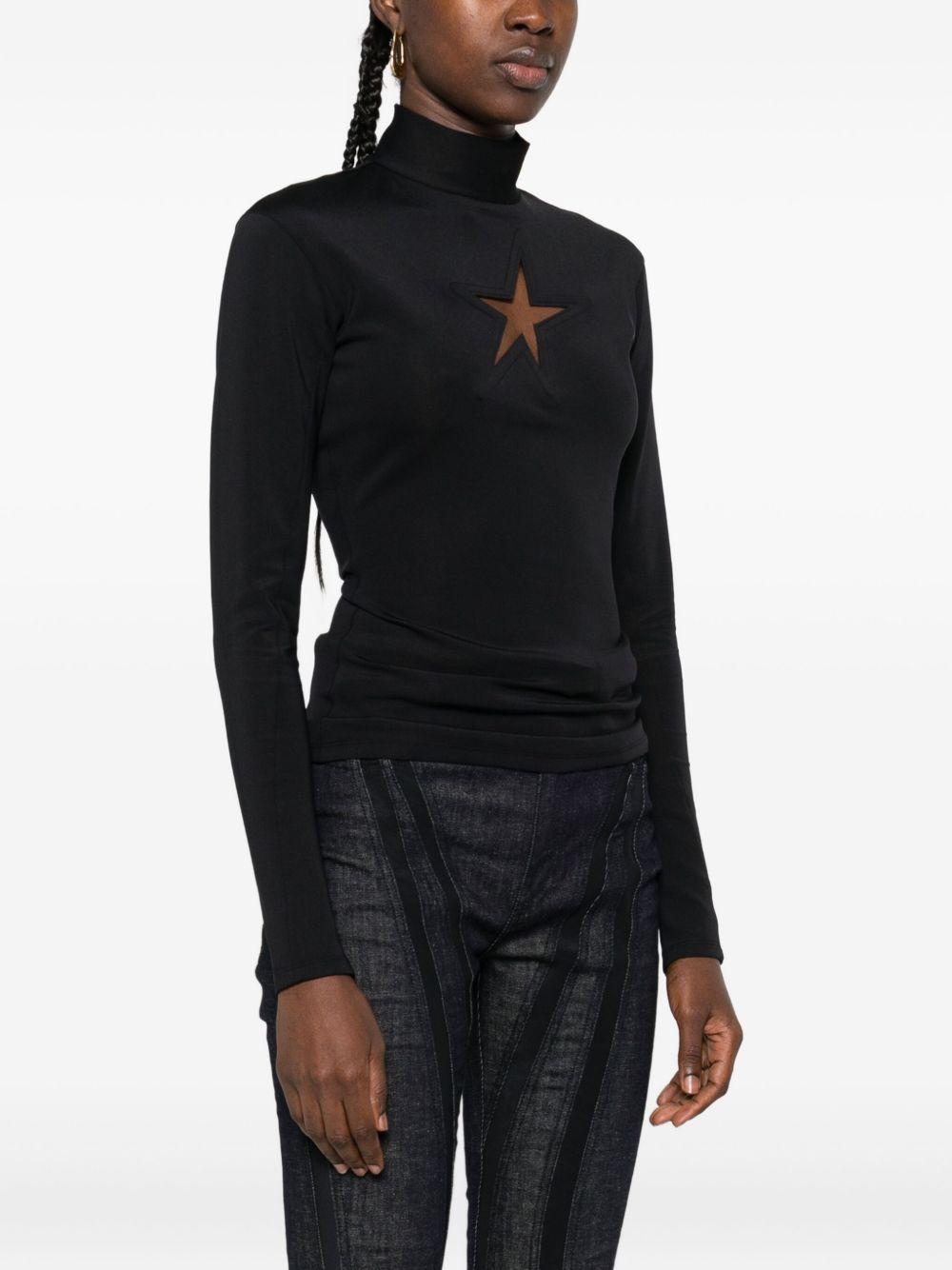 Top a collo alto con stella in nero Mugler - donna 
