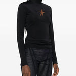 Top a collo alto con stella in nero Mugler - donna 