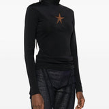 Top a collo alto con stella in nero Mugler - donna 