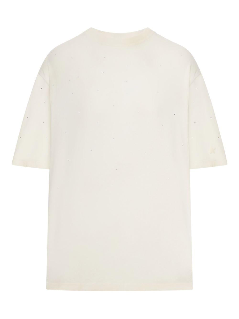 T-shirt con logo goffrato in avorio Golden goose - unisex 