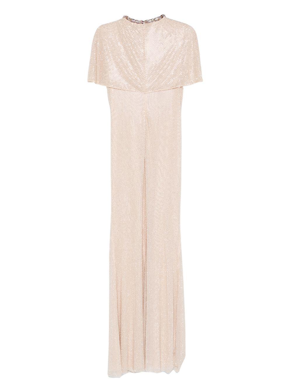 Abito lungo drappeggato con decorazione in beige Self-Portrait - donna 