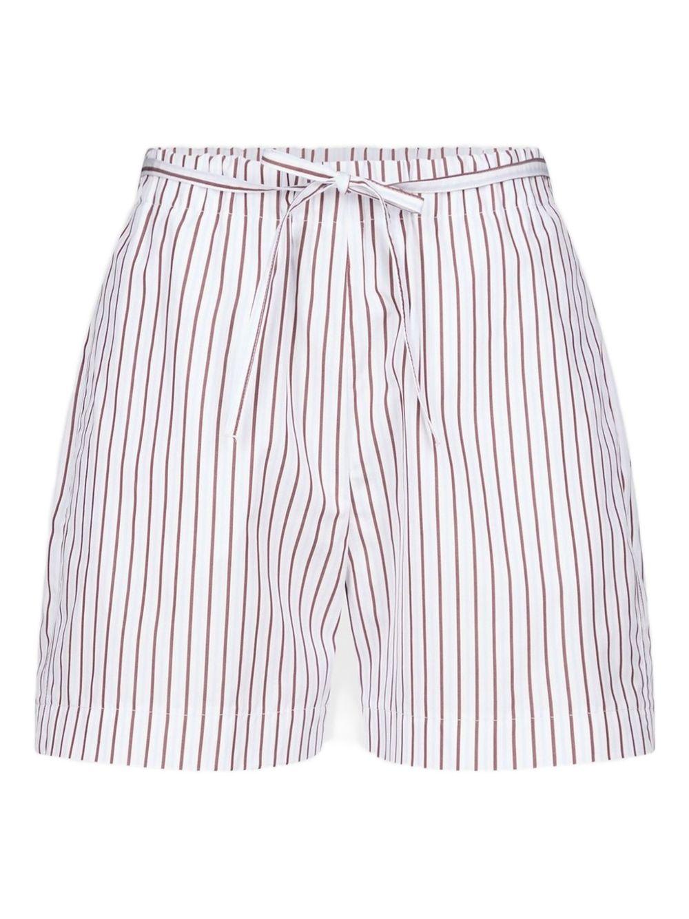 Shorts a righe Lory con coulisse in bianco e rosso Loulou de saison - donna 