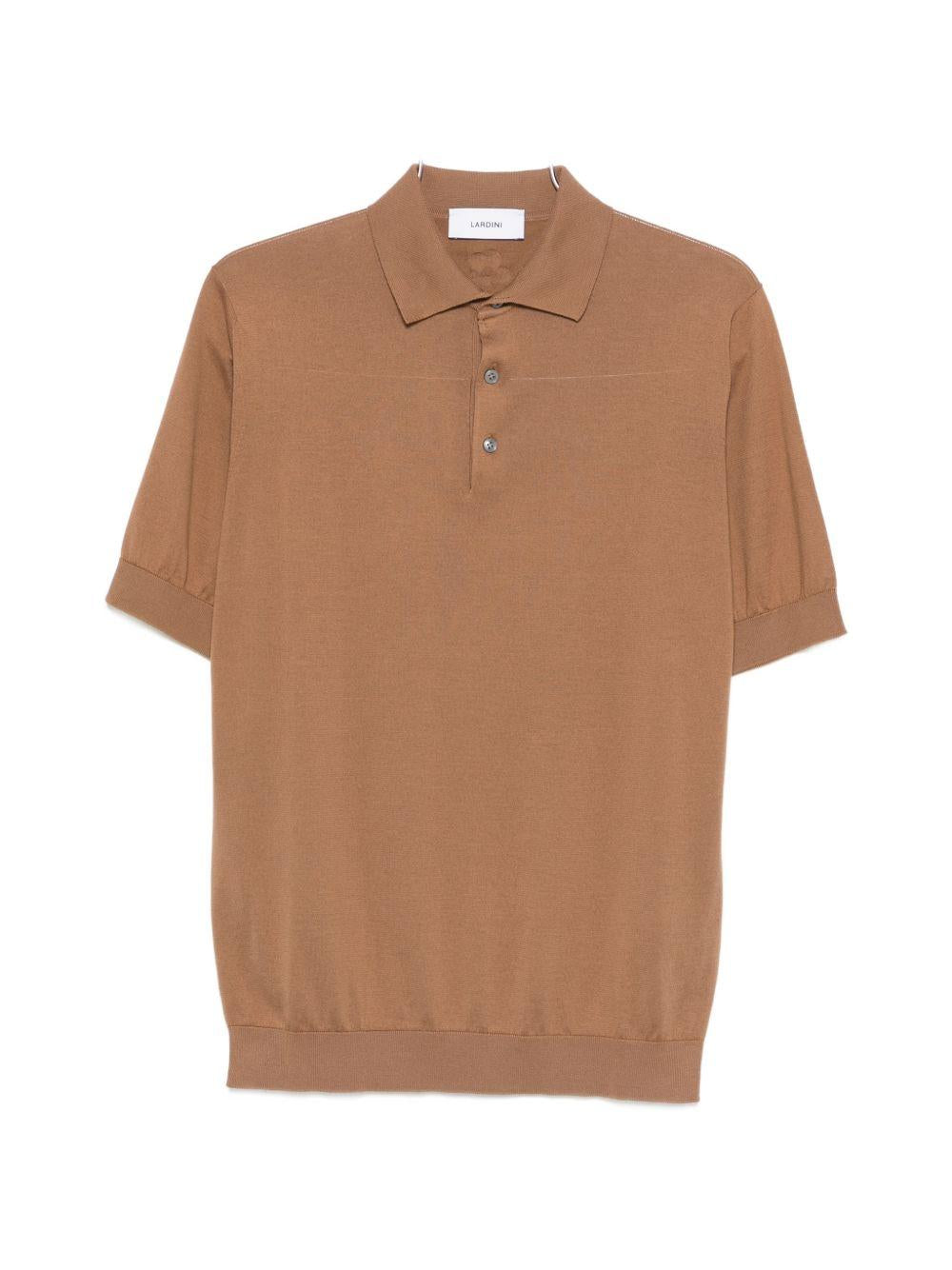 Polo a maniche corte con bottoni in marrone Lardini - uomo 
