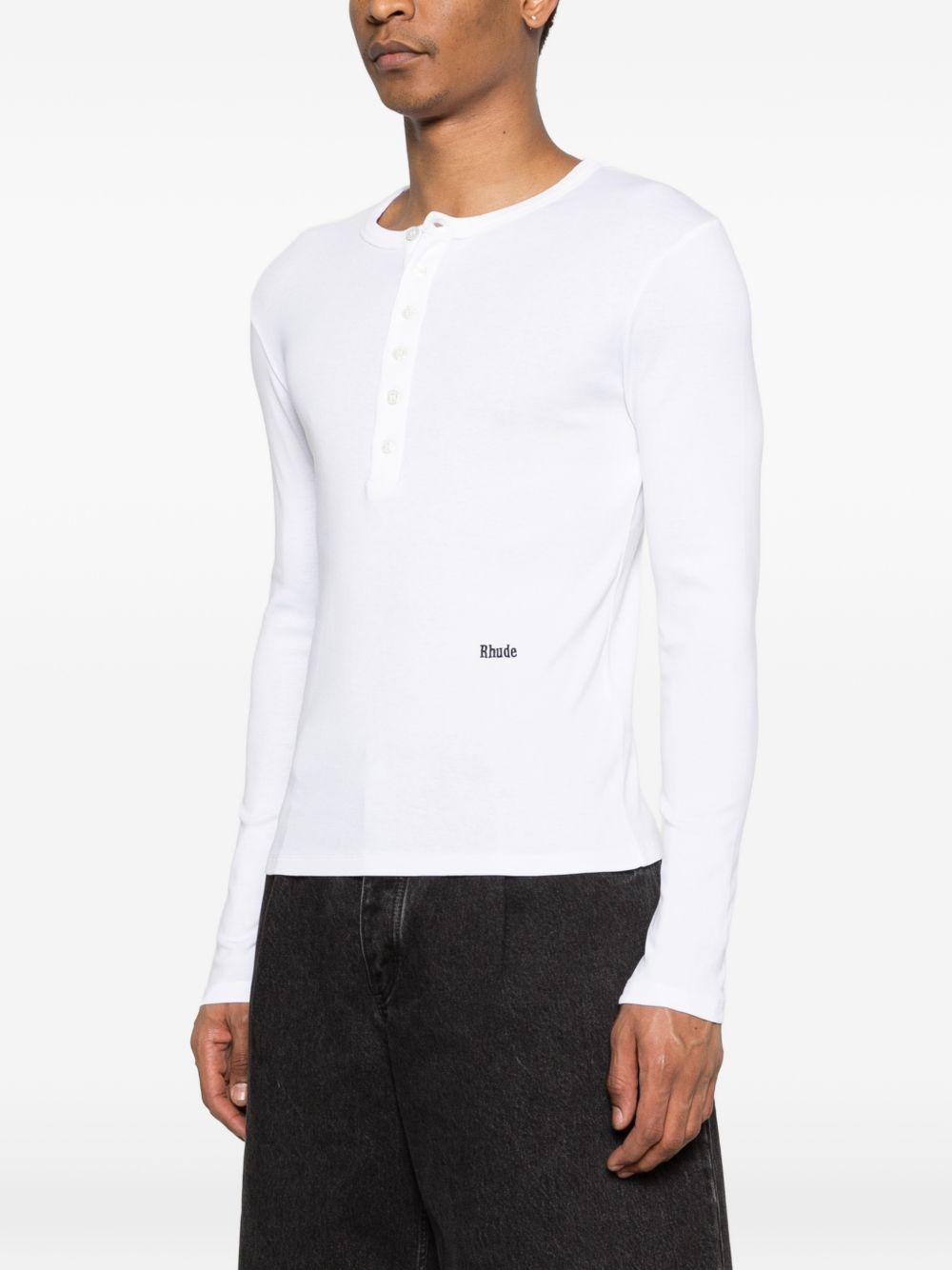 T-shirt a maniche lunghe con bottoni in bianco Rhude - uomo 