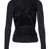 Top Hollow Venus in mesh con cut-out in nero Christopher esber - donna 