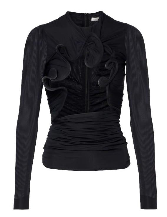 Top Hollow Venus in mesh con cut-out in nero Christopher esber - donna 