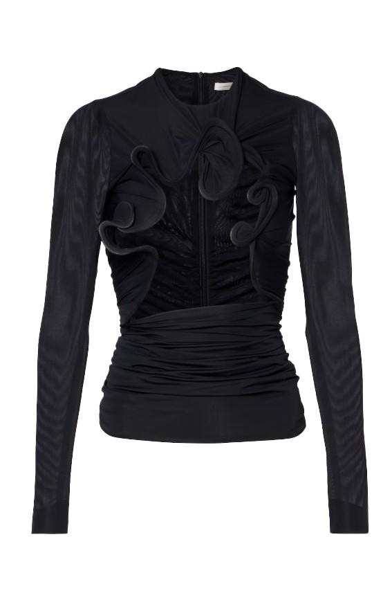 Top Hollow Venus in mesh con cut-out in nero Christopher esber - donna 