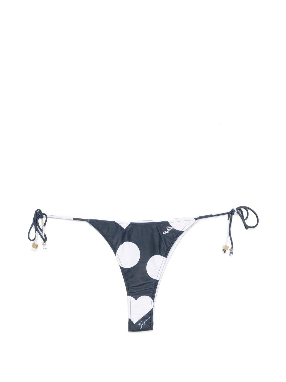 Slip bikini triangle in bianco e blu Jacquemus - donna 