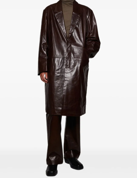 Cappotto monopetto in pelle in marrone Entire Studios - unisex 