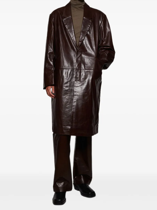 Cappotto monopetto in pelle in marrone Entire Studios - unisex 