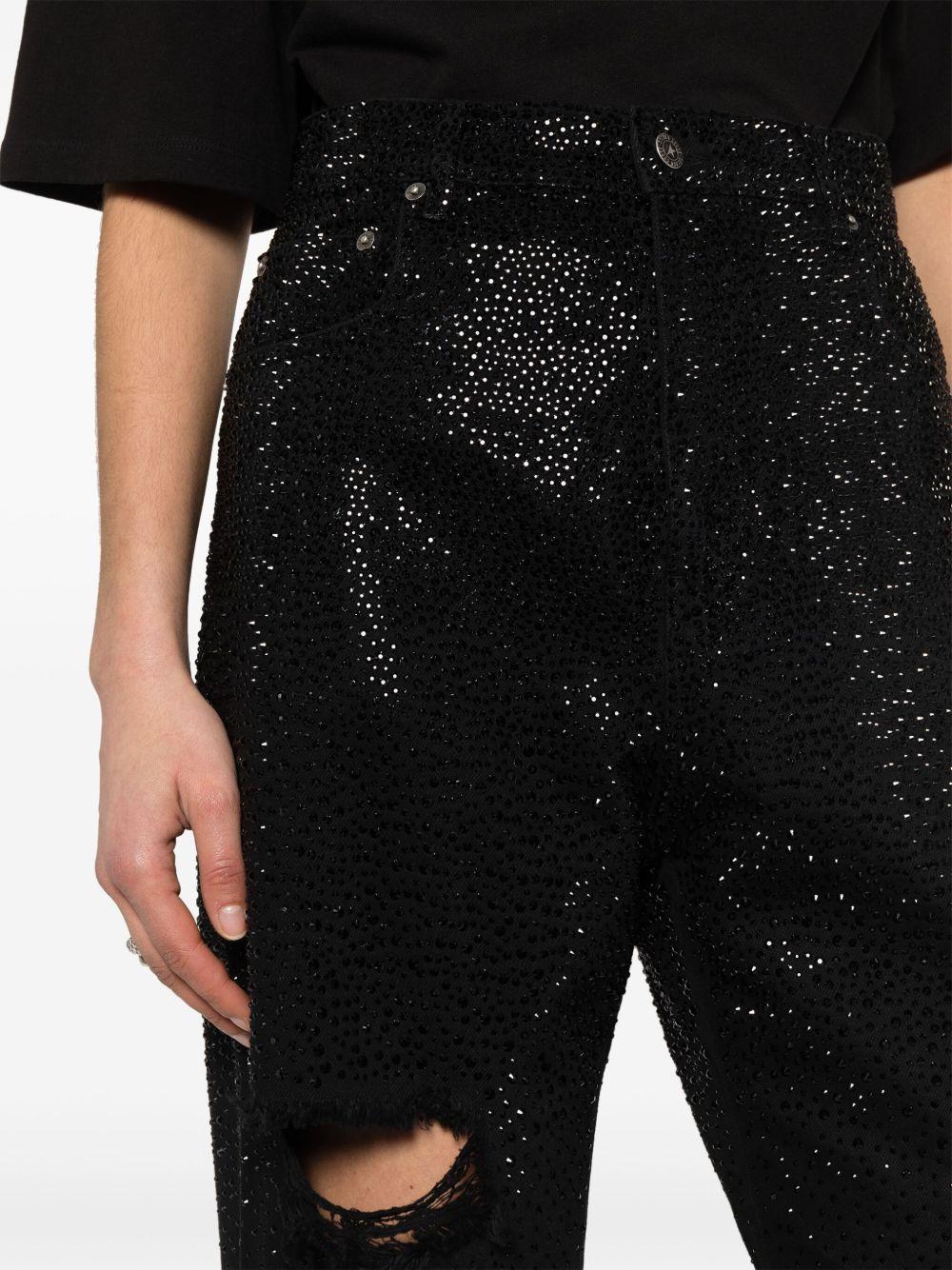 Jeans a gamba affusolata con cristalli in nero Golden goose - donna 