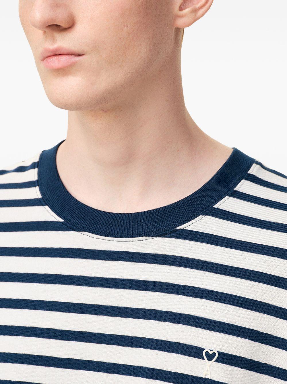 T-shirt Ami de Coeur a maniche lunghe in bianco e blu Ami paris - uomo 