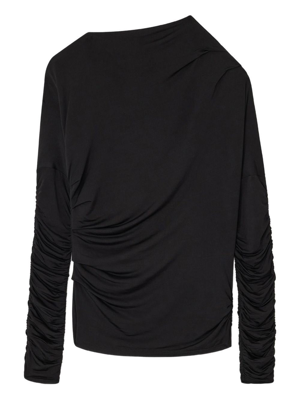 Top con ruches in nero Ganni - donna 